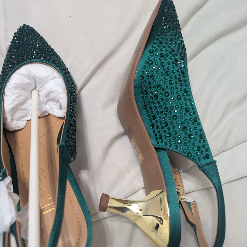J.Renee Green Sparkle Heels with Ankle Strap